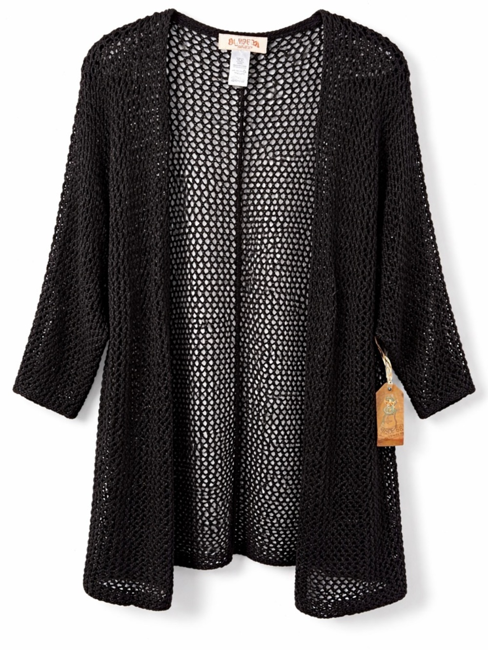 Route 66 Black Open Knit Duster Cardigan Cover Up Girls XL 14/16 NWT